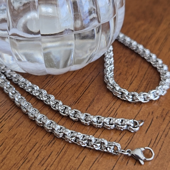 5mm Elegant Stainless Steel Silver Chain Hip Hop Necklace 24" - Picture 6 of 11